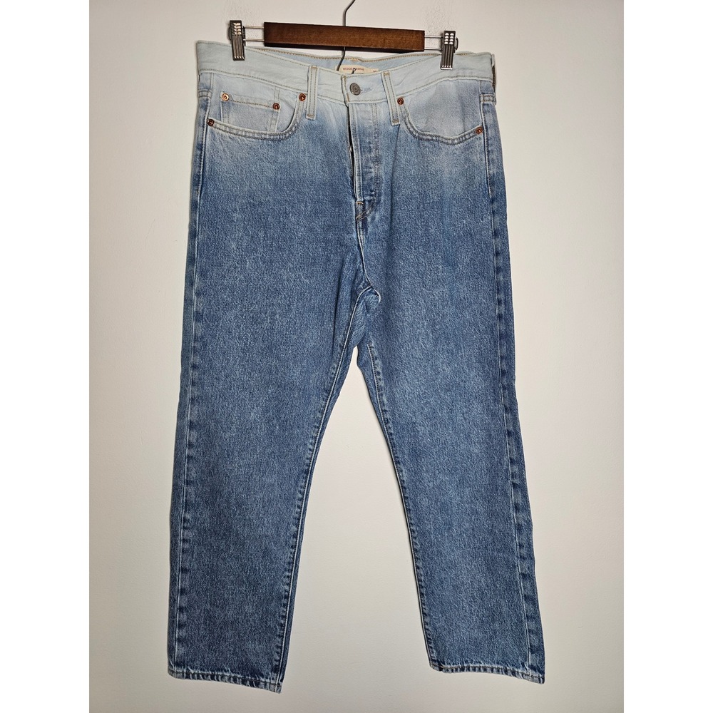 Vintage Style Levis Wedgie Straight Jeans Womens 31 Blue Two Tone Dip Dye 34964
